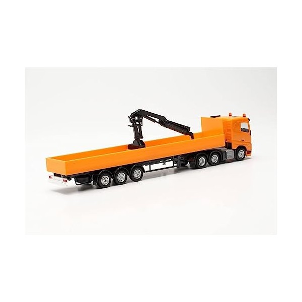 Herpa- Volvo Maquette Camion FH FD 2020 Semi-remorque à Plateau avec Grue de Chargement, échelle 1/87, Model Allemand, pièce 