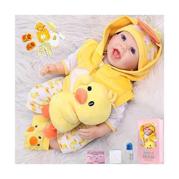 ZIYIUI Réaliste Reborn Baby Dolls 22 Pouces 55 cm Poupée Reborn Souple Vinyle Silicone Mignon Lifelike Bebe Reborn Fille Rebo