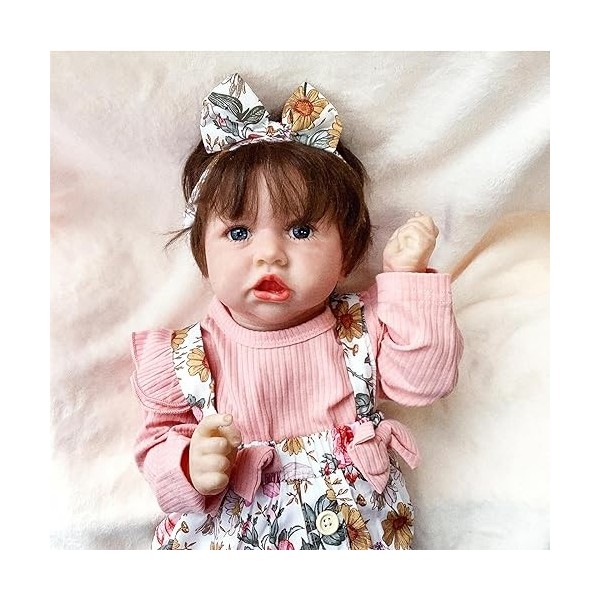 Poupée fille 55 cm fait main en silicone, poupées Reborn véritables poupées qui ont lair vraies, convient aux enfants de plu