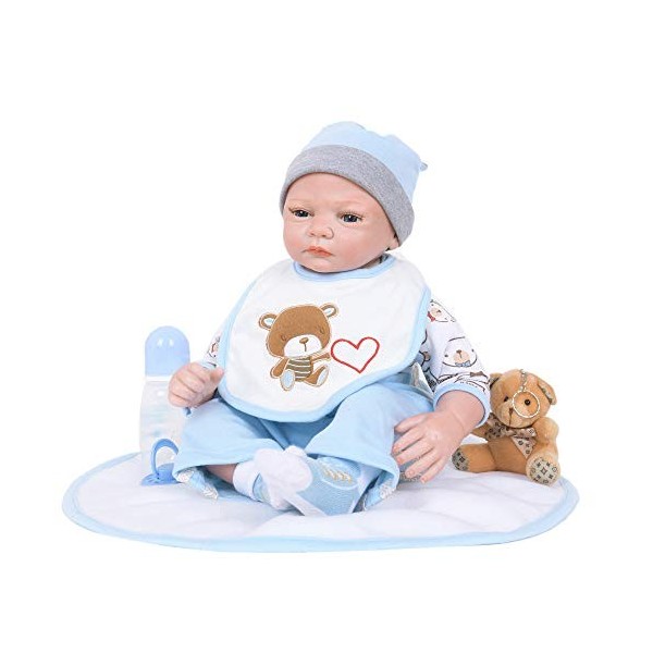 ADOSSAC 2020 Poupée Reborn 55 cm Réaliste Bebe Reborn Fille Souple en Silicone réaliste en Vinyle Souple Lifelike Mignon Nouv