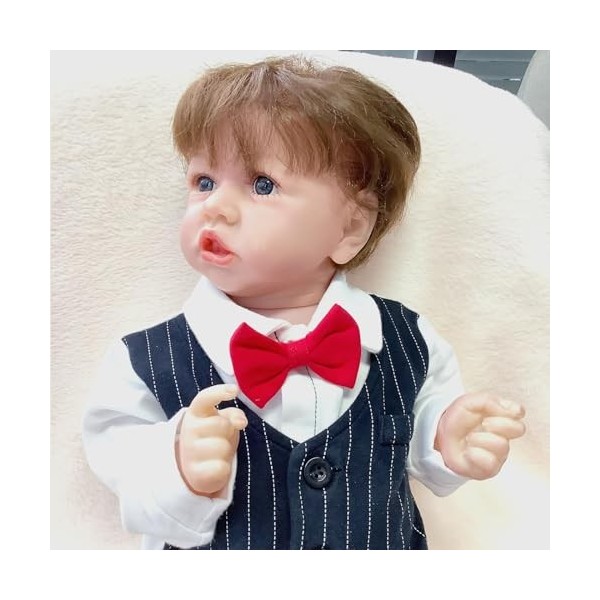 FARMAHAR Bebe Silicone, 18Pouces Fait Main BéBé Reborn Fille en Silicone De Vacances danniversaire,E-Girl