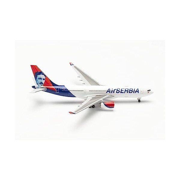 Herpa Maquette Air Serbia Airbus A330-200 – YU-ARB Nikola Tesla, echelle 1/500, Model, pièce de Collection, davion sans Supp