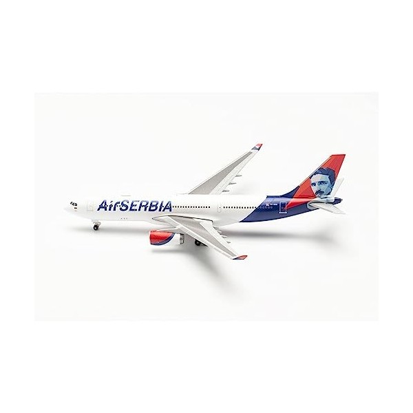 Herpa Maquette Air Serbia Airbus A330-200 – YU-ARB Nikola Tesla, echelle 1/500, Model, pièce de Collection, davion sans Supp