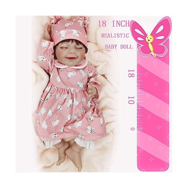 VVLXRIC PoupéE Reborn Fille, 18 Pouces Regardez RéEl Poupee Reborne Silicone Fille, Jouets pour Enfants De 3 Ans Et Plus