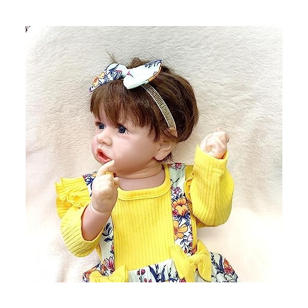 FARMAHAR BéBé Realiste, 18Pouces Sucré Poupee Reborn Realiste Vinyl, Convient Aux Enfants De Plus De 3 Ans,A-Girl