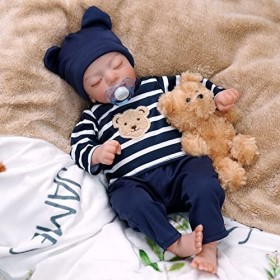 JIZHI Poupee Reborn - Poupées de 17 Pouces Faites à la Main, Corps en Tissu Doux, comme Un Vrai bébé et Ensemble Cadeau pour 