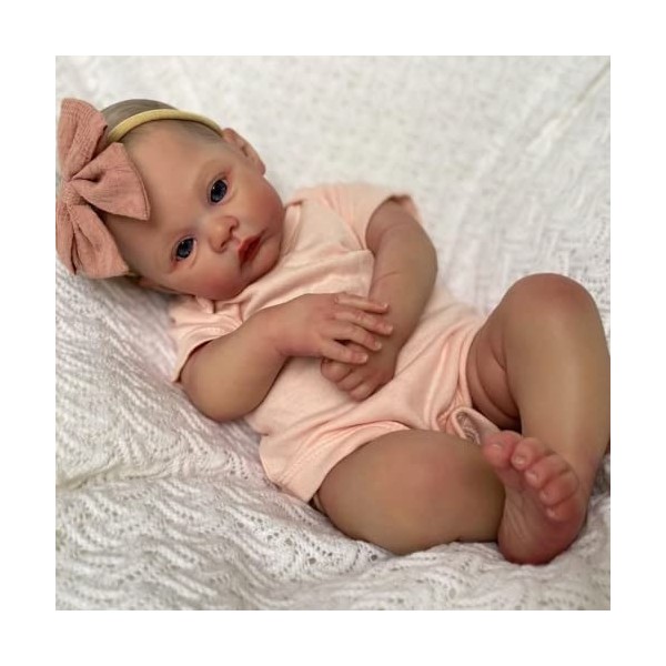 Pinky Reborn Poupée Reborn Fille 19 Pouces Réaliste Bebe Silicone Vinyle Souple Lifelike Mignon Nouveau-né Reborn Baby Dolls 