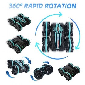 iBlivers Voiture Amphibie Télécommandée, capteur gestuel 4WD étanche RC Stunt Voiture, Rotation à 360 °, Voiture télécommandé