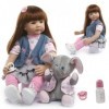 ZIYIUI Poupée Reborn Fille 60cm Réaliste Silicone Reborn bébé poupée 24 Pouces Cheveux Longs Fille Reborn Jouets pour Enfants