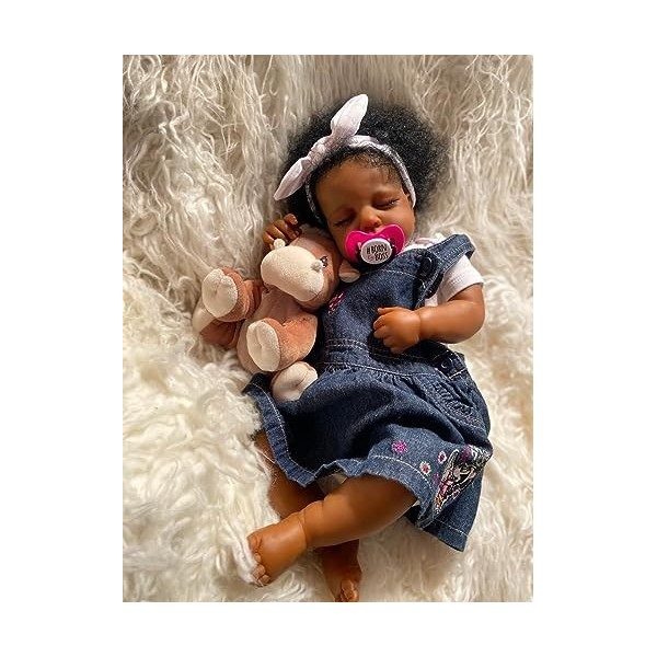 Pinky Reborn 20 Pouces 50cm Peau Noire Afro Américaine Poupée Reborn Réaliste Bebe Fille Jouets