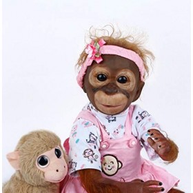 ANTBOAT Reborn Fille Singe 20 Pouces 50cm Reborn Bébé Fille Silicone Souple en Vinyle Réaliste Bébé Fille avec Une Sucette ma