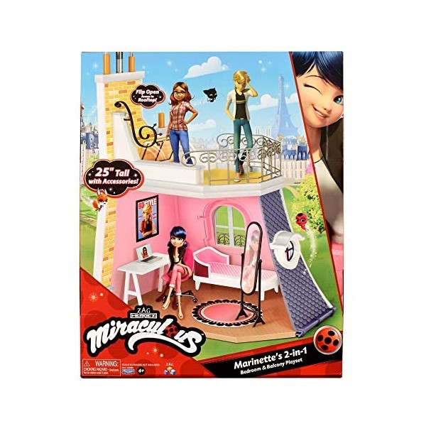Bandai - Miraculous - La Chambre de Marinette-Univers de Jeu Compatible avec Les poupées 26 cm + Poupée et Ses Deux Tenues - 