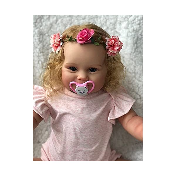 Pinky Reborn 20 Pouces 50 cm ou 24 Pouces 60 cm Reborn Toddler Populaire Maddie Cute Girl Doll avec des Cheveux Blonds Enraci