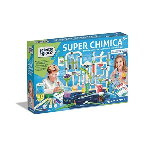 Clementoni Jeu Lab-Super Chimique, kit dexpériences Science, Labora