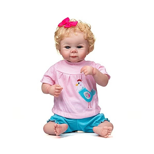 Pinky Reborn Poupée Bébé 50CM Julieta Poupée Bébé Fille Reborn Taille Nouveau-né Poupée Faite à la Main avec 3D Skin Tone Vei