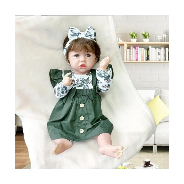 FARMAHAR Reborn Fille Realiste, 18 Pouces 46 Cm Fait Main Poupee Realiste Silicone, Cadeaux pour Petites Filles Et Enfants,E-