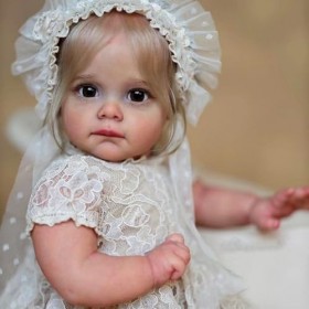 Anano Poupée Reborn Fille Réaliste 60cm Doux Bébé Reborn Fille Silicone Qui Ressemble A des Vrais Jouet Yeux Ouverts Renaître