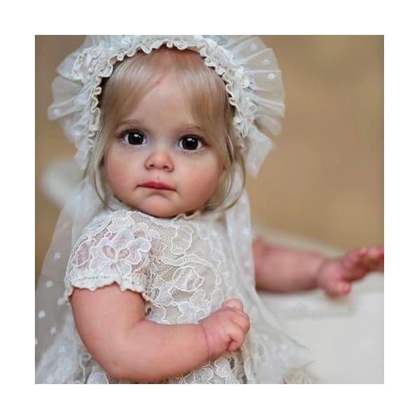Anano Poupée Reborn Fille Réaliste 60cm Doux Bébé Reborn Fille Silicone Qui Ressemble A des Vrais Jouet Yeux Ouverts Renaître