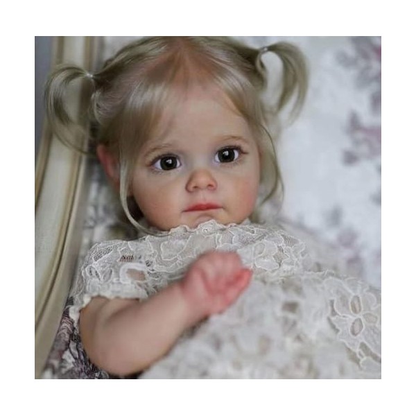 Anano Poupée Reborn Fille Réaliste 60cm Doux Bébé Reborn Fille Silicone Qui Ressemble A des Vrais Jouet Yeux Ouverts Renaître