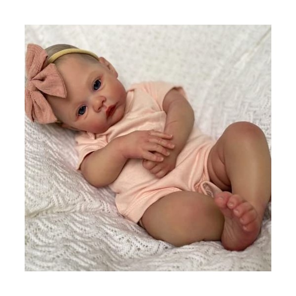 Pinky Reborn Poupée nouveau-né Reborn Premie de 48 cm faite à la main en silicone réaliste pour fille