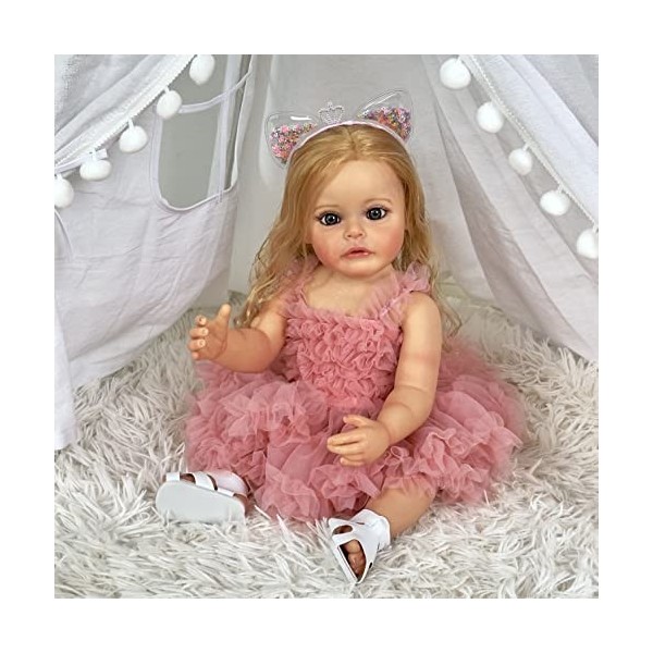 Poupée bébé Pinky Reborn 55cm poupée en Vinyle Souple en Silicone, poupée réaliste de Haute qualité pour Nouveau-né pour Enfa