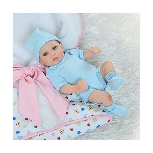 JYCCH Mini Rebirth Doll, 26cm Palm Baby Doll Corps Entier Silicone Vinyle Lavable Simulé Poupée Jumelle Enfants Bain Habillag