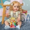 iCradle Poupée Reborn en vinyle souple pour petite fille, 55,9 cm, réaliste pour nouveau-né fille, cheveux bouclés blonds, pr