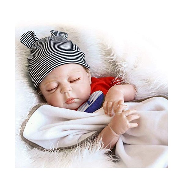 19 Pouces Reborn Garçon Poupée Peau Blanche Reborn Bébé Poupées À La Main Réaliste Silicone Corps Complet Nouveau-Né Poupée D