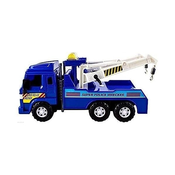 Big-Daddy Medium Duty Friction Powered Super Police Wrecker Tow Truck Blue Truck by Big Daddy