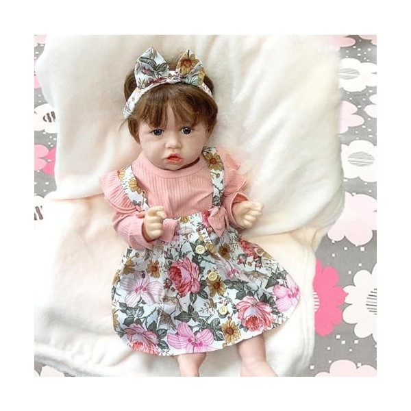 FARMAHAR PoupéE Silicone, 18 Pouces 46 Cm Travail Manuel Poupon Silicone Souple, Le Coffret pour Les Filles De 3 Ans Et Plus,