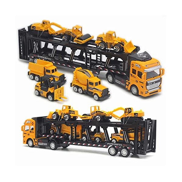 Crelloci Lot de 7 camions de chantier, jouets de voitures, mini pel