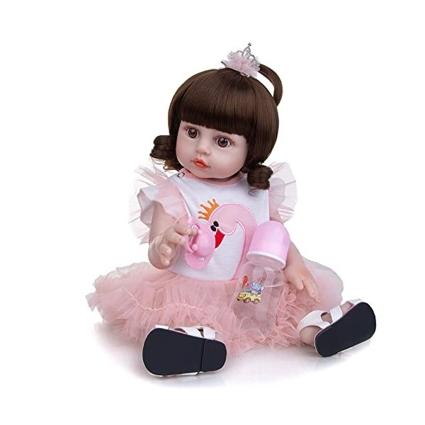 leybold 48 cm Reborn Baby Dolls, Reborn Girl Doll, Poupée en Silicone Artisanale réalisée, Baby Soft Skin réaliste, Ensemble 