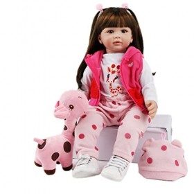 ZIYIUI 24 Pouces Poupée Reborn Bébé Souple en Silicone Réaliste en Vinyle Mignon Bebe Reborn Fille 60cm Poupon Vrai Bébé Réal
