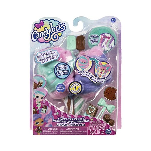 SpinMaster Candylocks, BFF Lot de 2 poupées parfumées à la menthe, au chocolat et au chocolat Lisa, avec accessoires