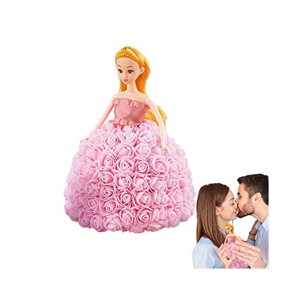 Plesuxfy Poupée GranPrincesse, Poupée Robe Rose pour la Confession la Saint-Valentin, Jolie poupée Fille en Robe à Fleurs Ros