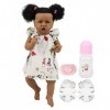 Vakitar 23in Reborn Baby Doll Set Fait Main Cheveux Noirs Peau Fille Poupée À La Mode Enfant Jouets Cadeau, pour La Maison Br