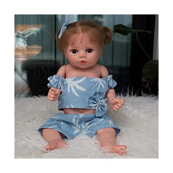 leybold Poupées de bébé renaissantes de 19 Pouces, Jolie poupée renaissante, poupée en Silicone Artisanale réalisée, Peau Dou