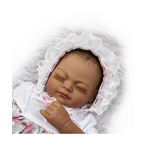 JYCCH Mini poupée de Renaissance Pleine Gomme, Jouet de Couchage Simulation Peau Noire bébé poupée Enfant en Bas âge Enfants 