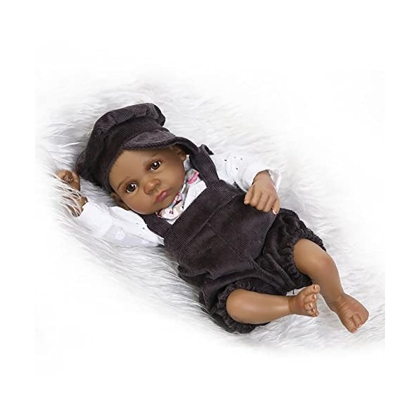 JYCCH Mini poupée Full Gum Rebirth, Simulation de Jouet de Sommeil Peau Noire Baby Doll Toddler Kids Jeux dhabillage de Bain