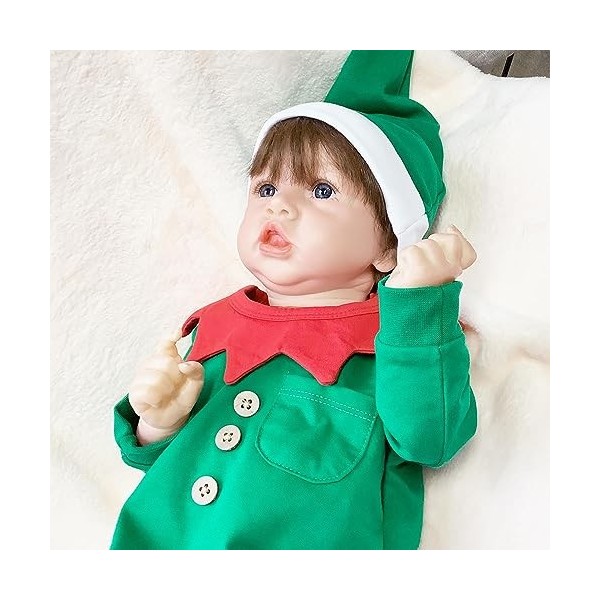 FARMAHAR Poupee Reborn Fille Realiste, 18 Pouces Sucré Poupon Reborn Fille Silicone RéAliste, Convient Aux Enfants De Plus De