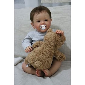 MineeQu 24 pouces Ensemble-cadeau Alive Grande taille Smiling Doux pondéré avec Sucette Poupées Bébé renaître Poupées dart d
