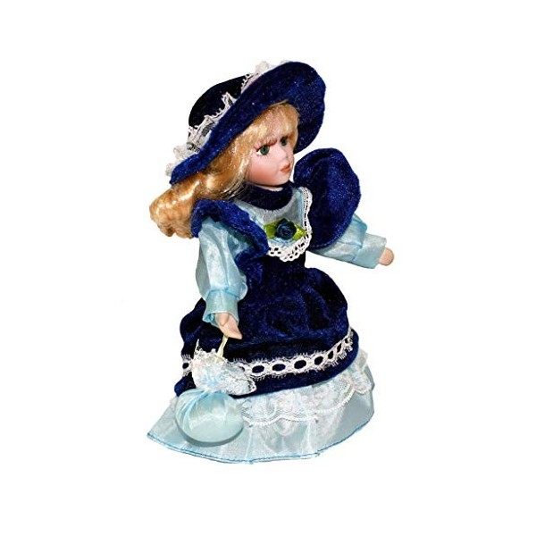 yunyu Meubles de Maison de poupées, poupée Victorienne en Porcelaine de 20 cm avec Chapeau Fantaisie, Figurines de poupée Deb