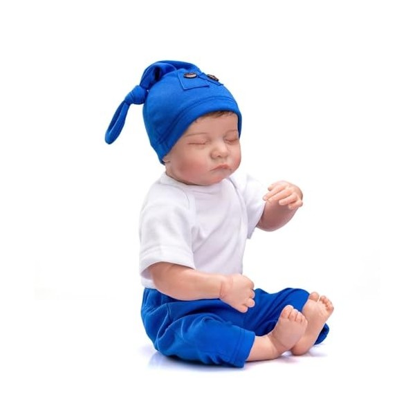 Poupées de bébé Reborn,poupées douces réalistes et flexibles, dormant avec un chapeau, poupées de la vraie vie, poupée de nou