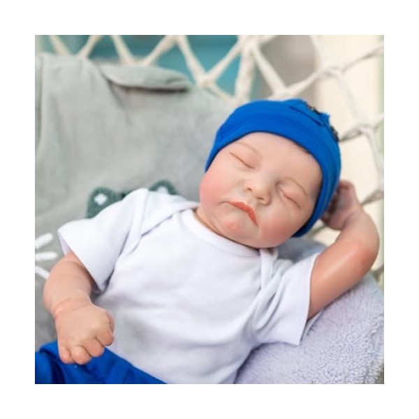 Poupées de bébé Reborn,poupées douces réalistes et flexibles, dormant avec un chapeau, poupées de la vraie vie, poupée de nou