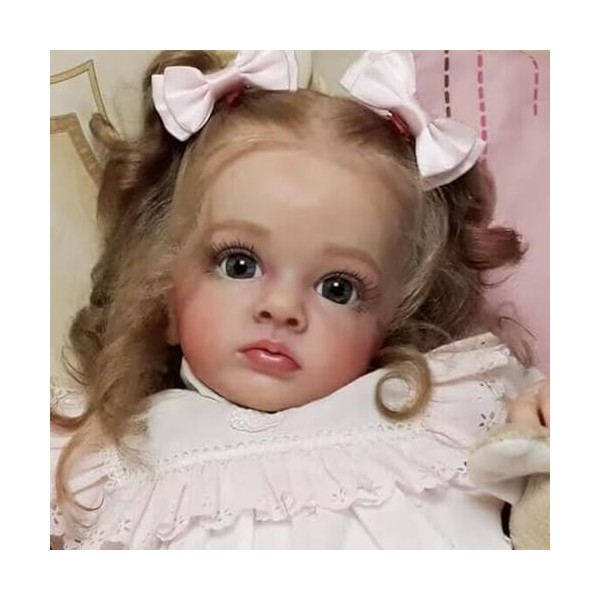 EMWNG Simulateur de bébé réaliste et Flexible, Nouveau-né prématuré avec Corps en Coton Doux, Cheveux bouclés Mignons, poupée