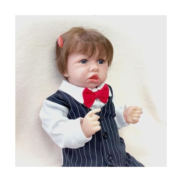 FARMAHAR Poupee Vrai Bebe, 18 Pouces 46 Cm Mignon Poupee Silicone, Coffret Cadeau pour Enfants,A-Girl