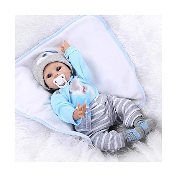 Baryuu Reborn Poupée Bébé Silicone Bébé Reborn-55cm avec tétine et biberon