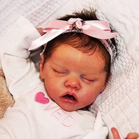 46Cm Reborn Poupée Fille Endormie 18 Pouces Corps en Silicone Mignon Reborn Yeux Fermés Fille Réaliste Nouveau-Nés Bébé Poupé