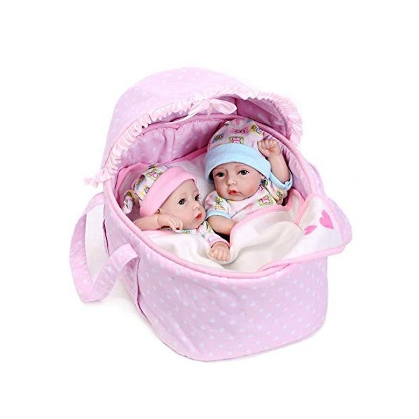 2 Pack Reborn Bébé Fille Garçon Poupée 11 "Nouveau-Né Bébé Poupées Réaliste Silicone Bébé Poupée Anniversaire Reborn Cadeaux 