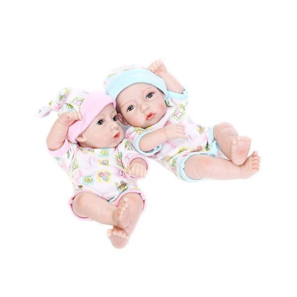 2 Pack Reborn Bébé Fille Garçon Poupée 11 "Nouveau-Né Bébé Poupées Réaliste Silicone Bébé Poupée Anniversaire Reborn Cadeaux 